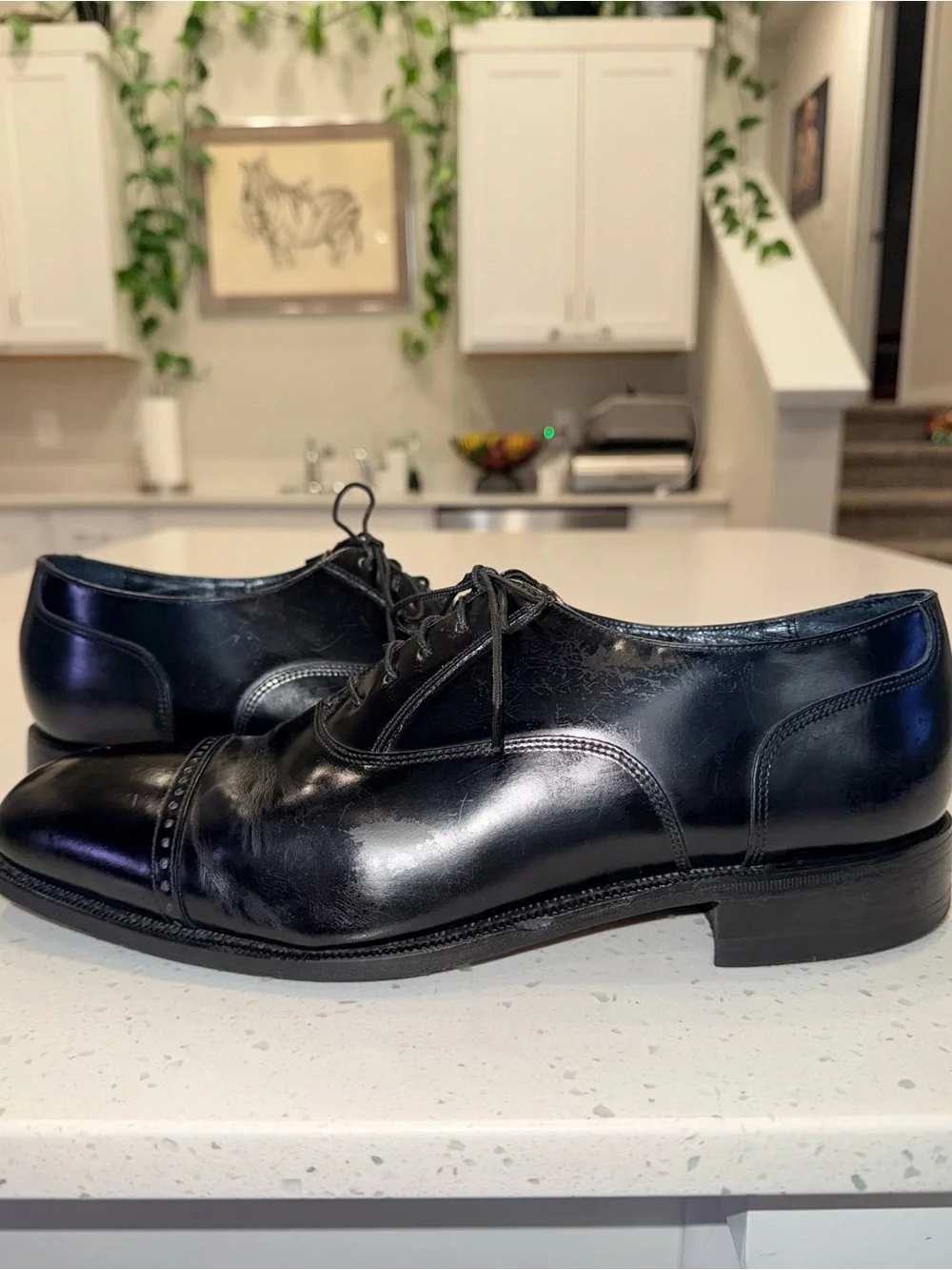 Florsheim Black Cap-Toe Oxford Lace-Up Dress Shoes